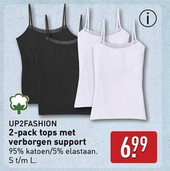 UP2FASHION 2-pack tops met verborgen support