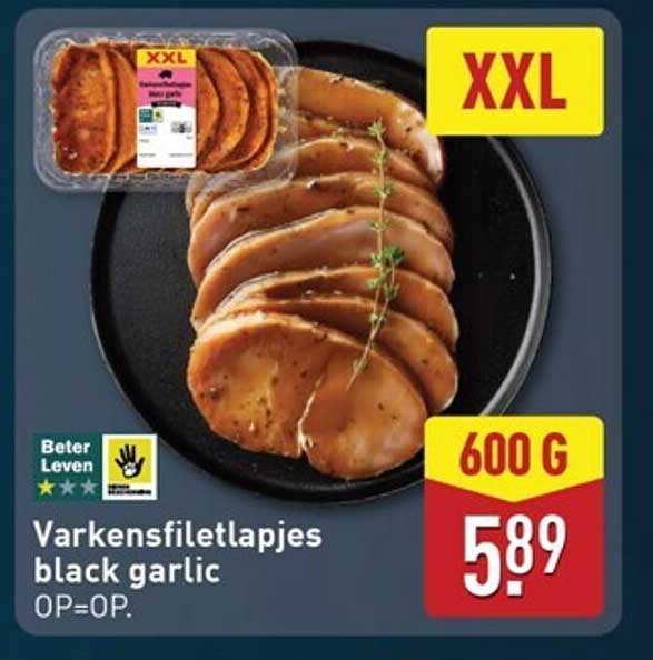 Varkensfiletlapjes black garlic