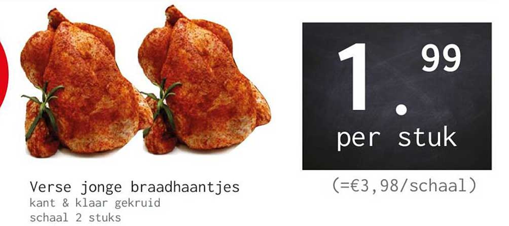 Verse jonge braadhaantjes kant & klaar gekruid schaal 2 stuks