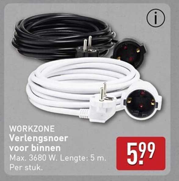 WORKZONE Verlengsnoer voor binnen