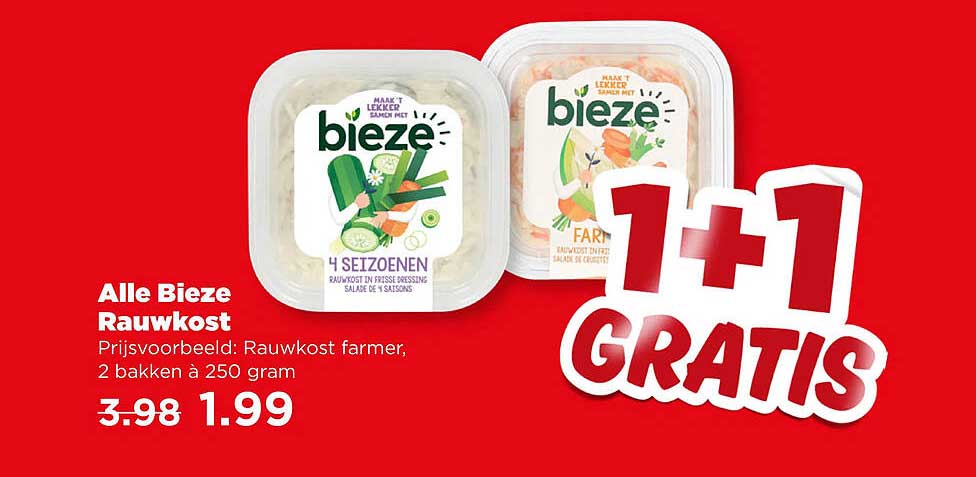 Alle Bieze Rauwkost 1+1 gratis