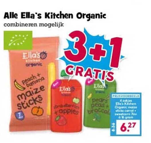 Alle Ella's Kitchen Organic combineren mogelijk 3+1 GRATIS