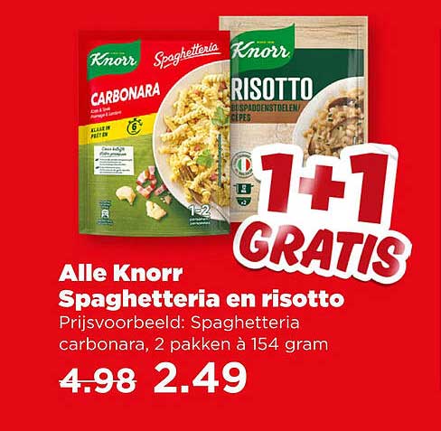 Alle Knorr Spaghetteria en risotto 1+1 GRATIS