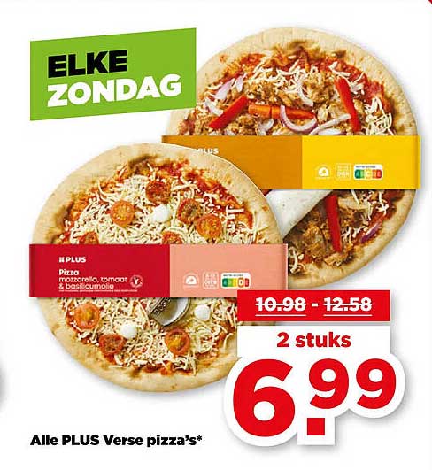 ALLE PLUS Verse pizza’s* 2 stuks