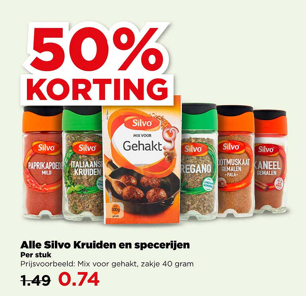 Alle Silvo Kruiden en specerijen 50% korting