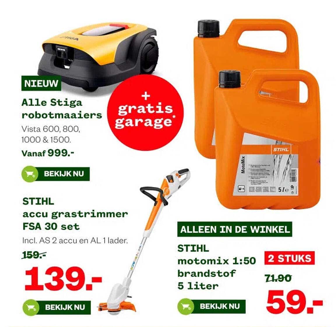Alle Stiga robotmaaiers Vista 600, 800, 1000 & 1500. + gratis garage*