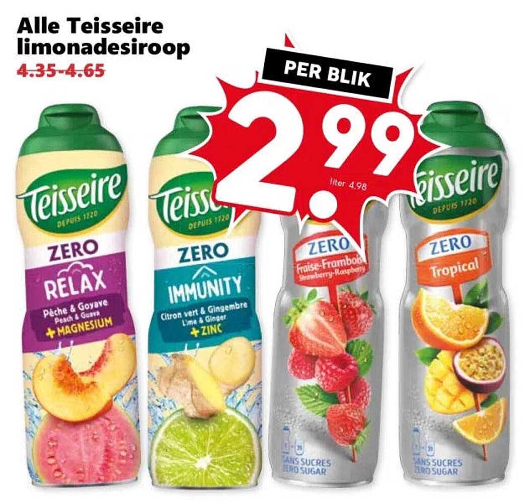 Alle Teisseire limonadesiroop PER BLIK