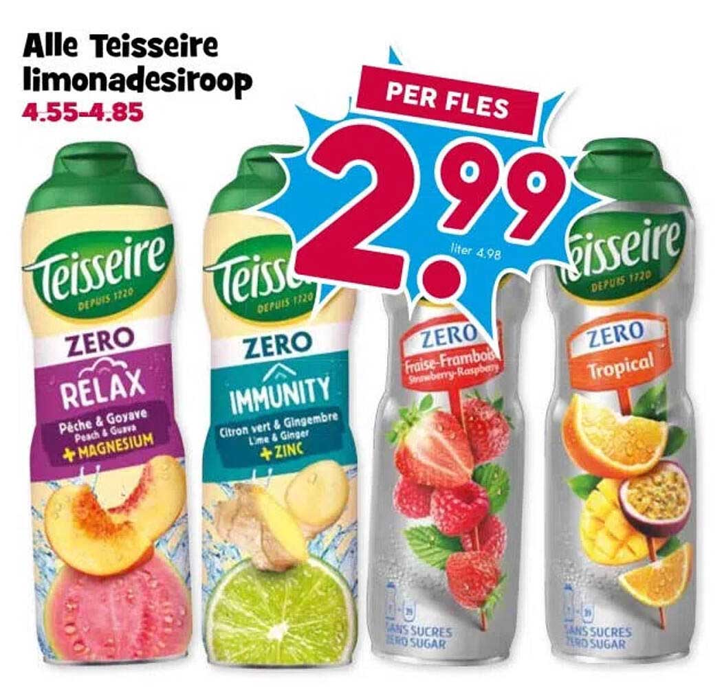 Alle Teisseire limonadesiroop PER FLES
