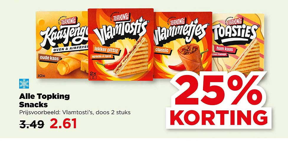 Alle Topking Snacks 25% KORTING