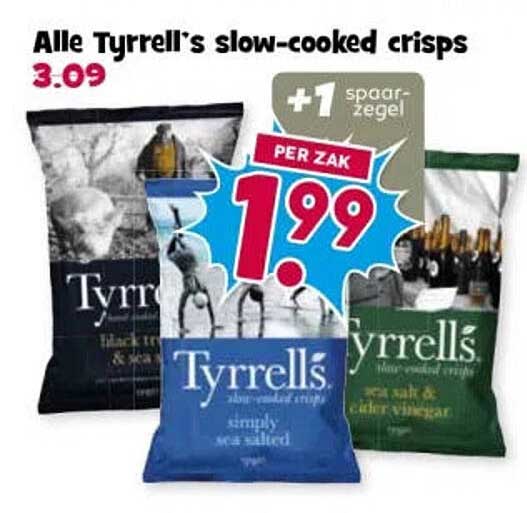 Alle Tyrrell’s slow-cooked crisps +1 spaarzegel