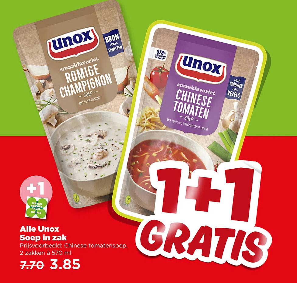 Alle Unox Soep in zak 1+1 gratis