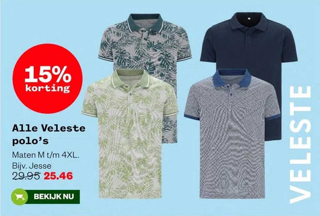 Alle Veleste polo’s 15% korting