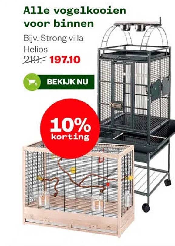 Alle vogelkooien voor binnen 10% korting