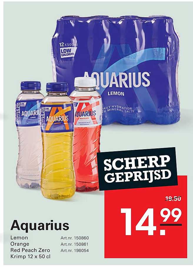 Aquarius Lemon Orange Red Peach Zero Krimp 12 x 50 cl