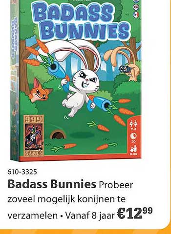 Badass Bunnies Probeer zoveel mogelijk konijnen te verzamelen • Vanaf 8 jaar