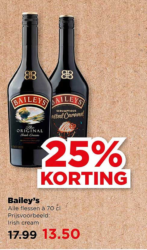 Bailey's Alle flessen à 70 cl 25% KORTING
