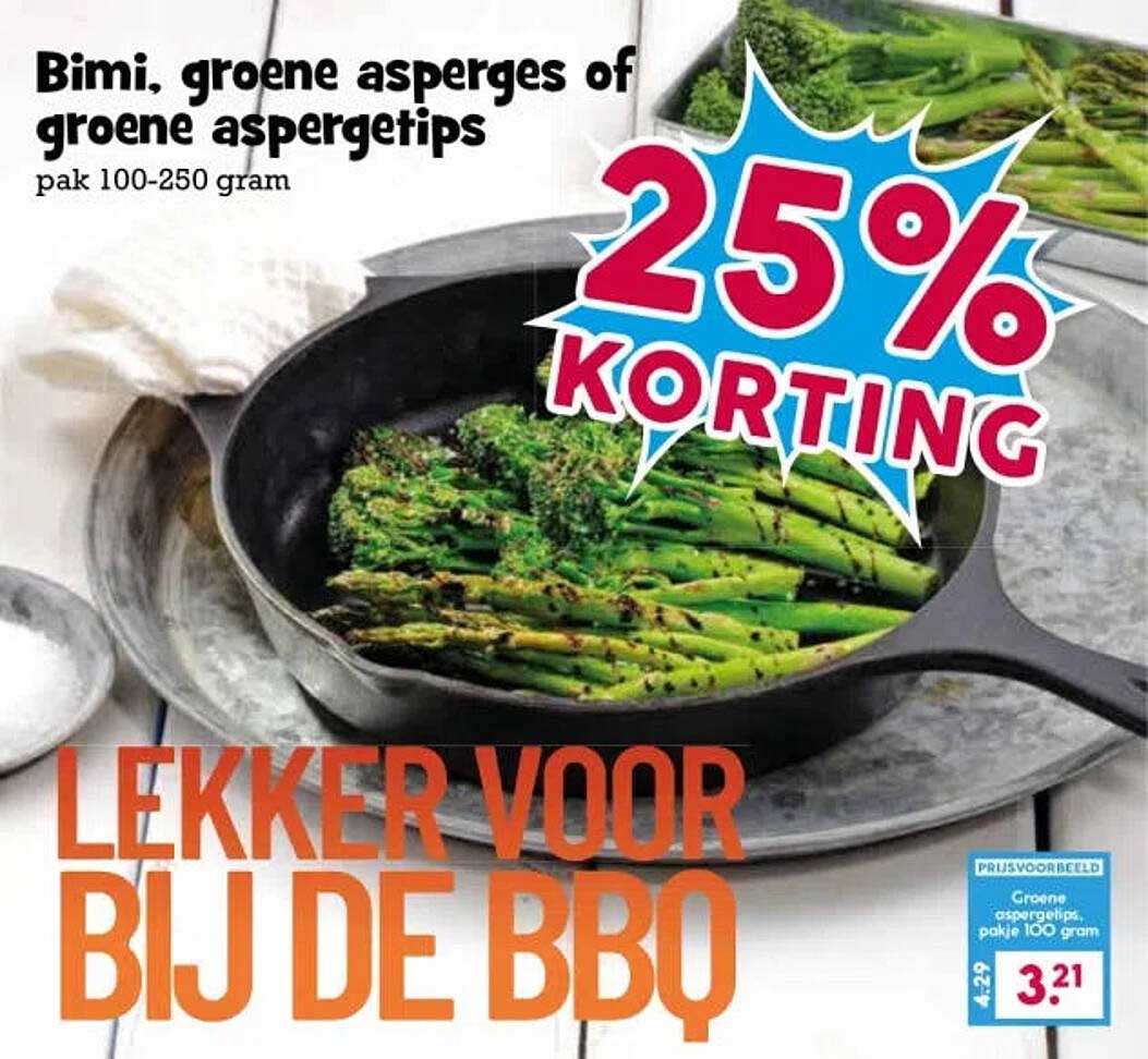 Bimi, groene asperges of groene aspergetips 25% korting