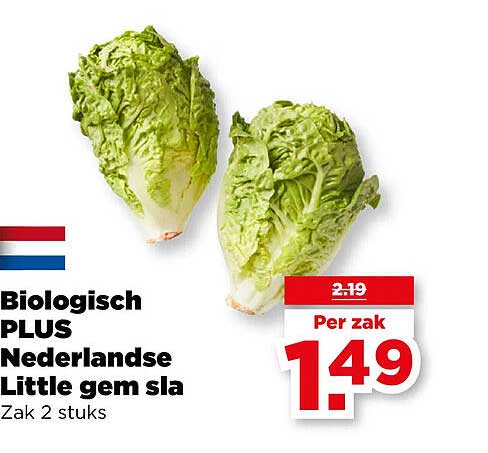 Biologisch PLUS Nederlandse Little gem sla Zak 2 stuks