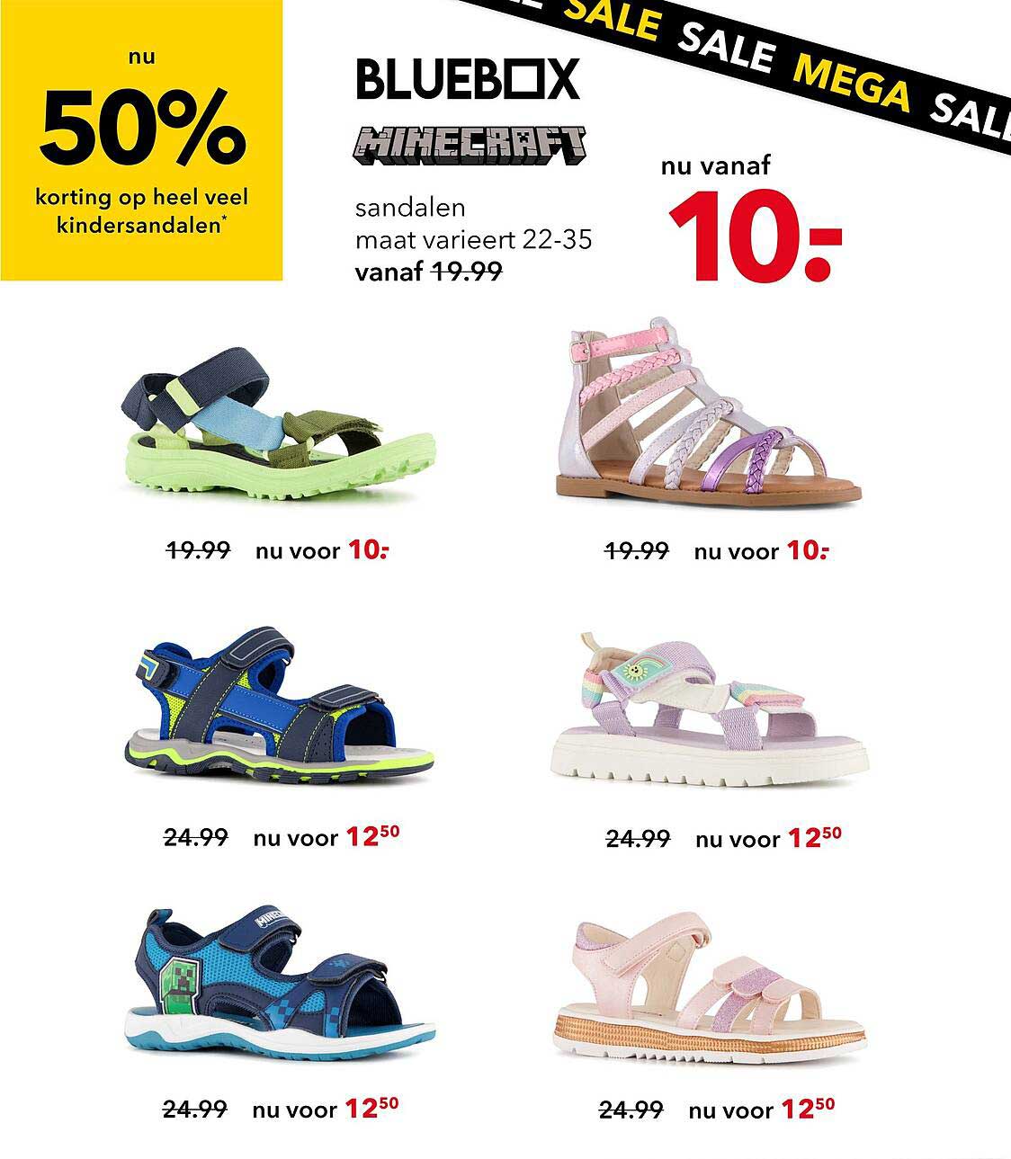 BLUEBOX MINECRAFT sandalen maat varieert 22-35 vanaf 19.99 nu vanaf 10:-