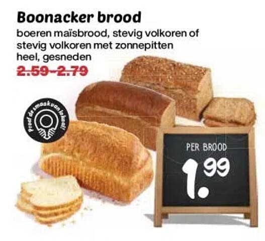 Boonacker brood boeren maisbrood, stevig volkoren of stevig volkoren met zonnenpitten heel, gesneden