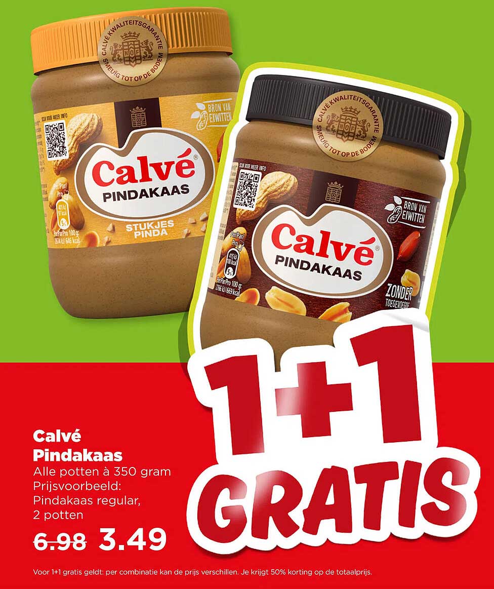 Calvé Pindakaas 1+1 gratis