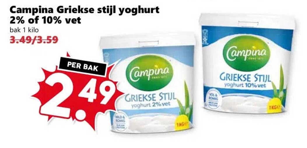 Campina Griekse stijl yoghurt 2% of 10% vet