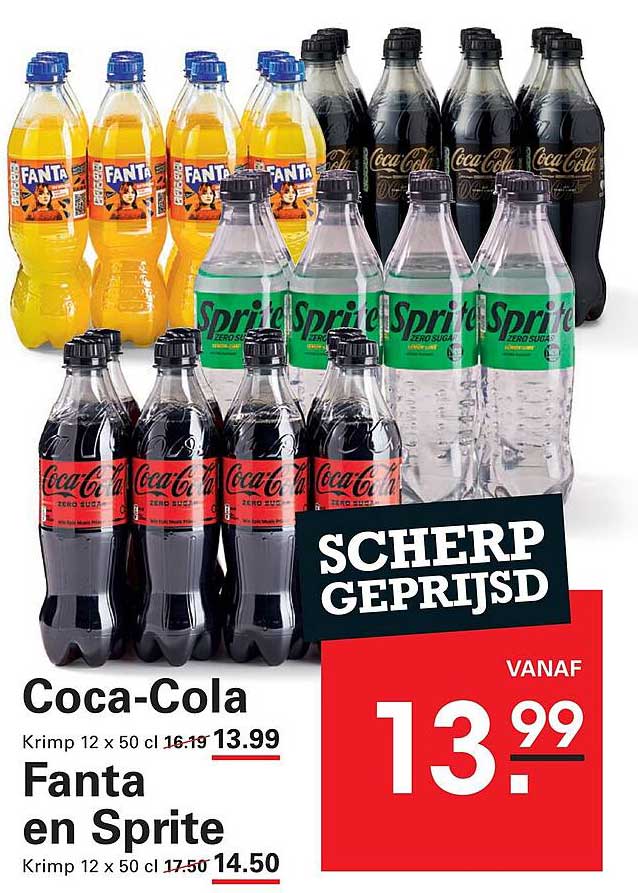 Coca-Cola Fanta en Sprite Krimp 12 x 50 cl SCHELP GEPRIJSD