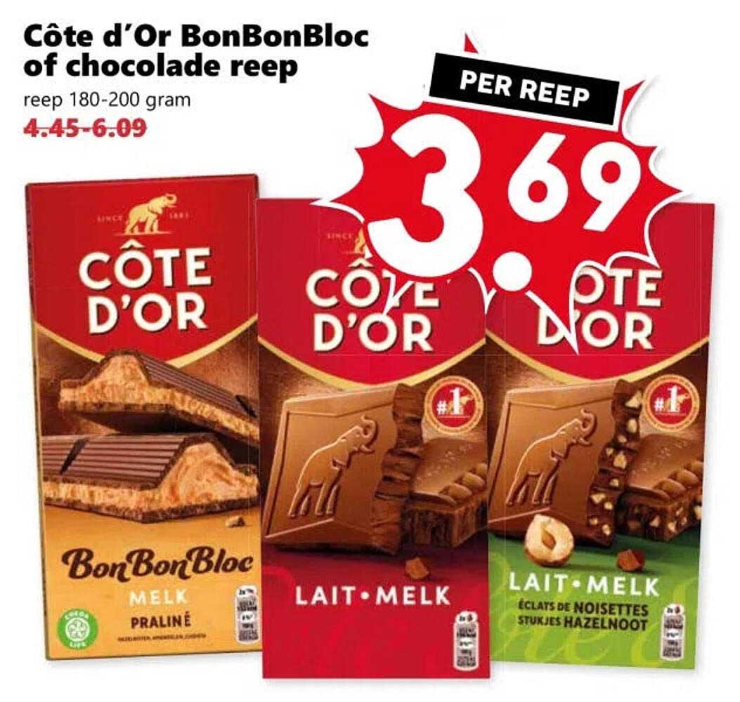 Côte d'Or BonBonBloc of chocolade reep PER REEP