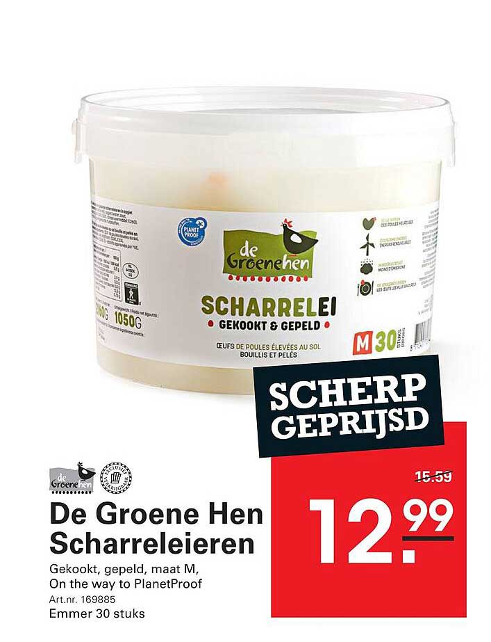 De Groene Hen Scharreleieren Gekookt, gepeld, maat M, On the way to PlanetProof Emmer 30 stuks SCHERP GEPRIJSD