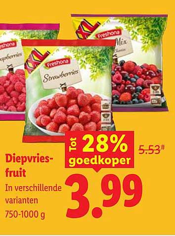Diepvriesfruit Tot 28% goedkoper