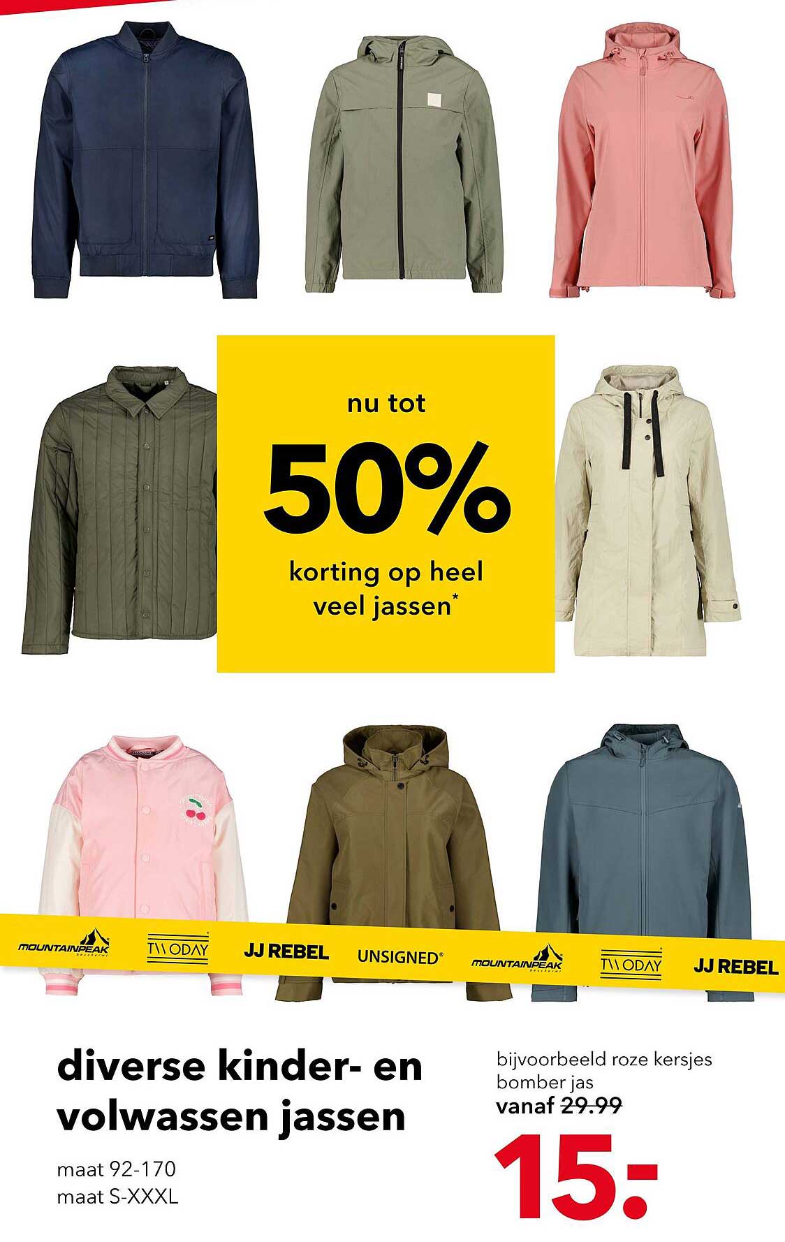 diverse kinder- en volwassen jassen