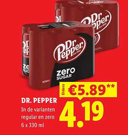 DR. PEPPER In de varianten regular en zero 6 x 330 ml