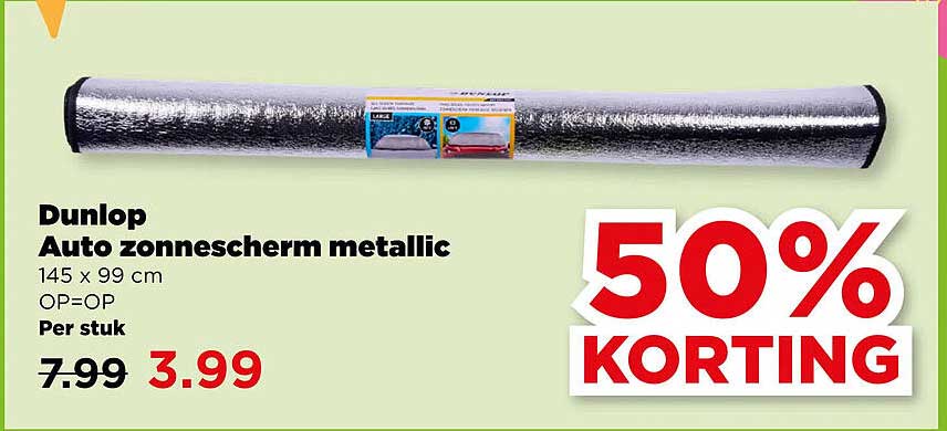 Dunlop Auto zonnescherm metallic 145 x 99 cm 50% KORTING
