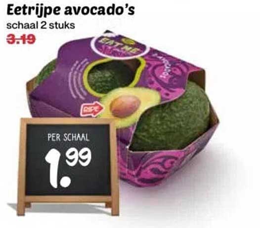 Eetrijpe avocado’s schaal 2 stuks
