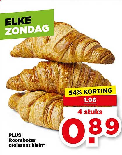ELKE ZONDAG PLUS Roomboter croissant klein* 54% KORTING