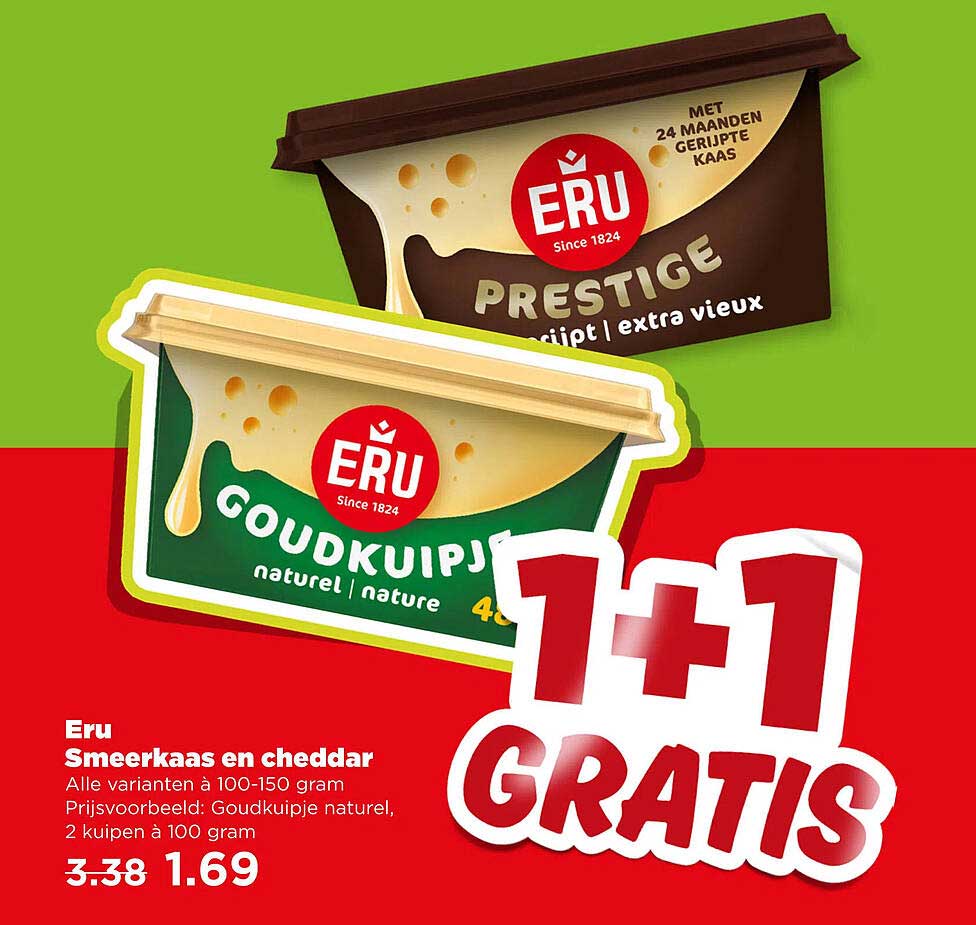 Eru Smeerkaas en cheddar 1+1 gratis