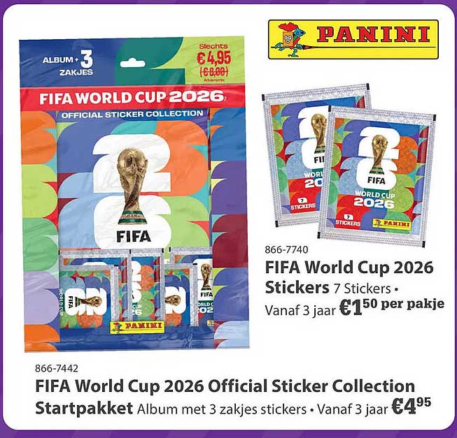 FIFA World Cup 2026 Official Sticker Collection Startpakket Album met 3 zakjes stickers
