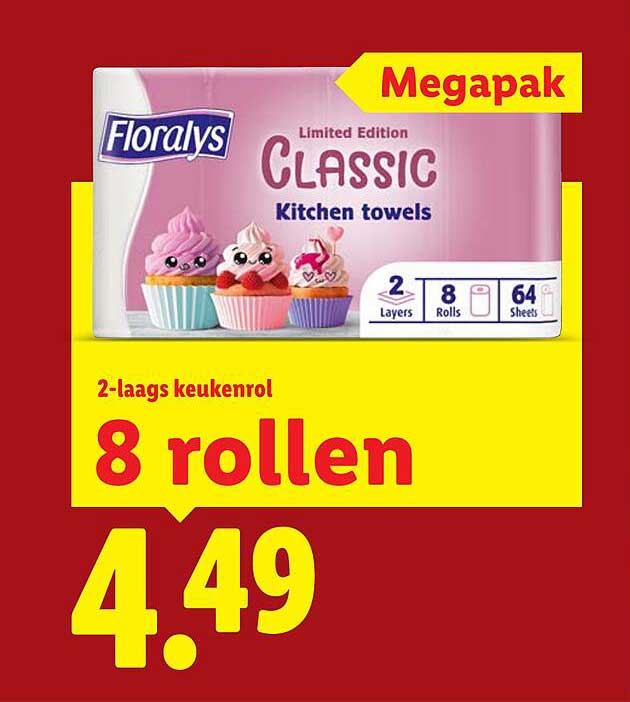 Floralys Limited Edition Classic Kitchen towels Megapak 2-laags keukenrol 8 rollen