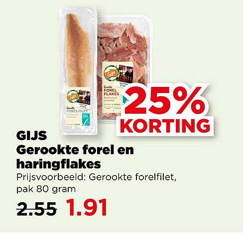 Gijs Gerookte forel en haringflakes 25% korting