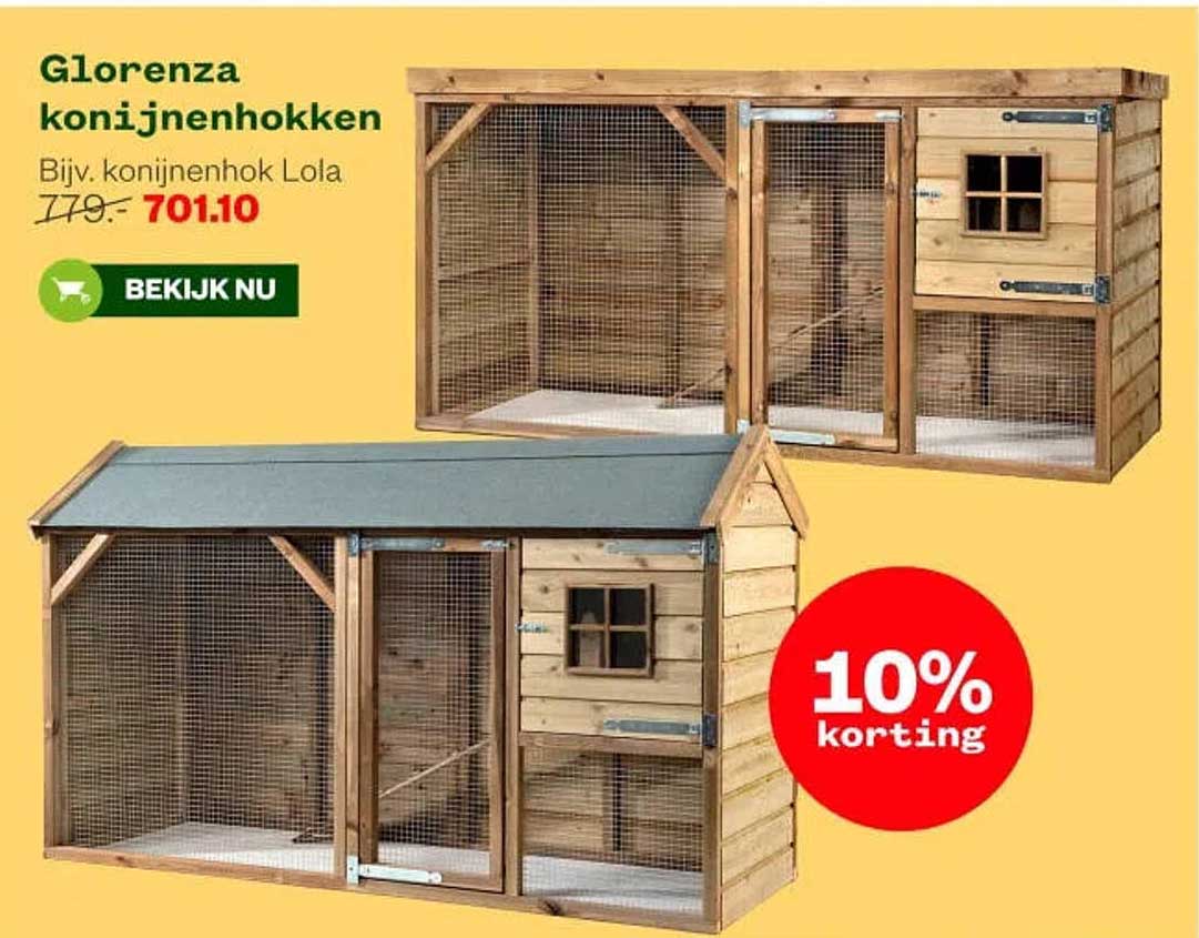 Glorenza konijnenhokken Bijv. konijnenhok Lola 10% korting