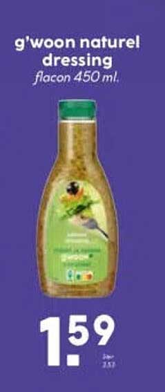 g'woon naturel dressing flacon 450 ml.