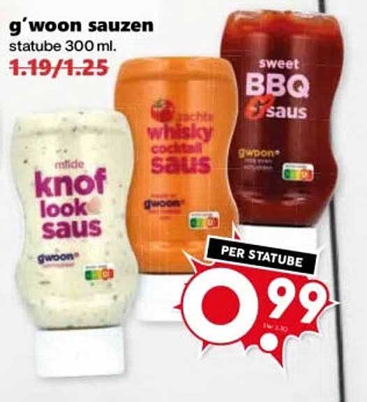 g'woon sauzen statube 300 ml. PER STATUBE
