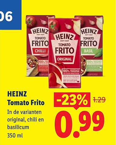 HEINZ Tomato Frito In de varianten original, chili en basilicum 350 ml -23%