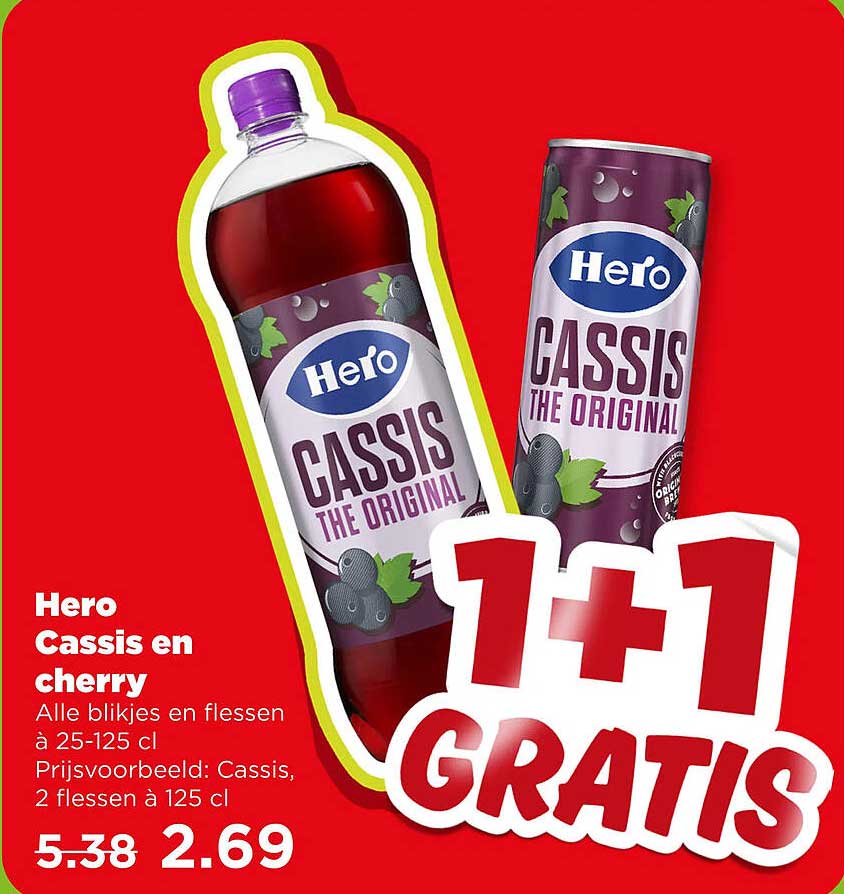 Hero Cassis en cherry 1+1 GRATIS