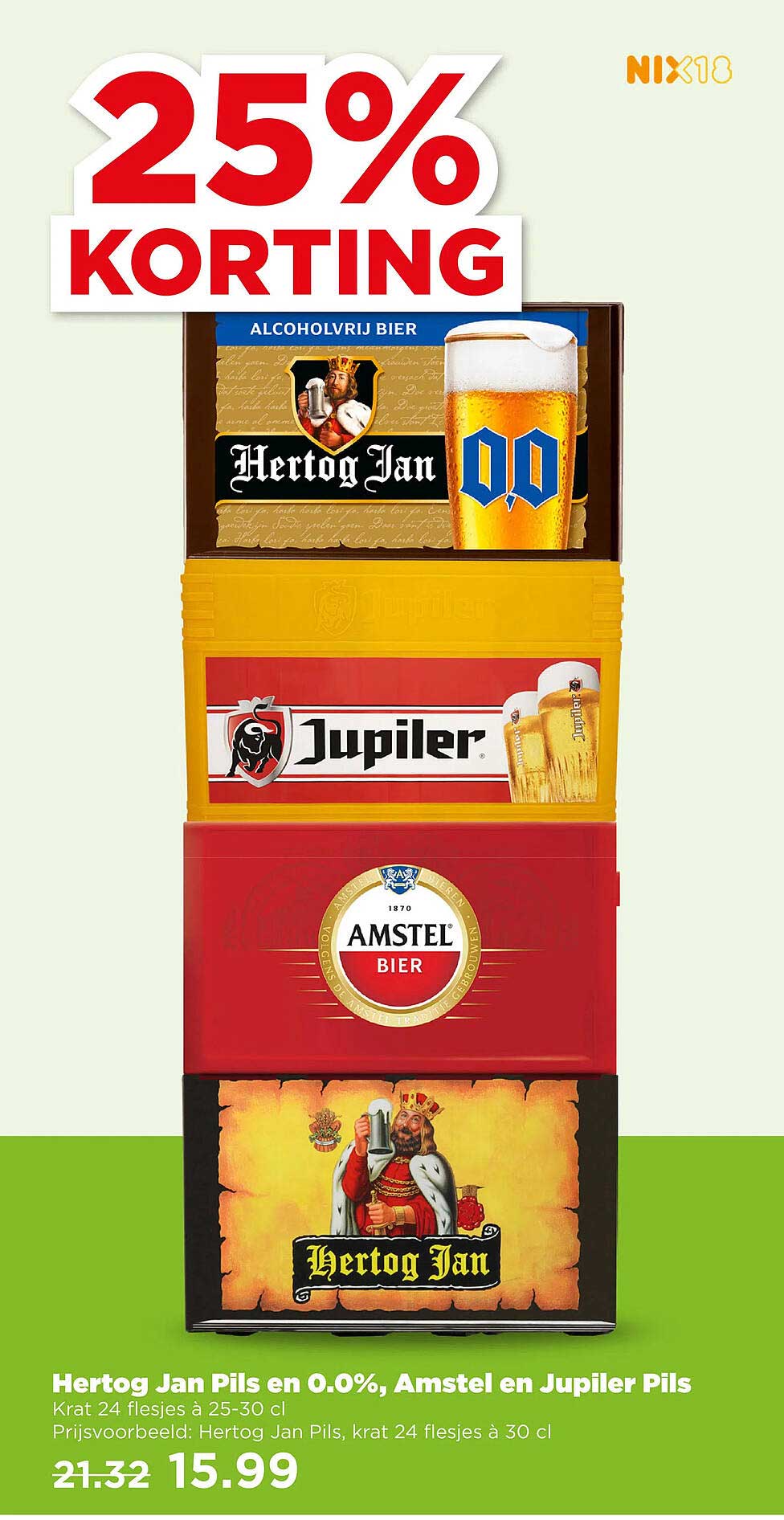 Hertog Jan Pils en 0.0%, Amstel en Jupiler Pils