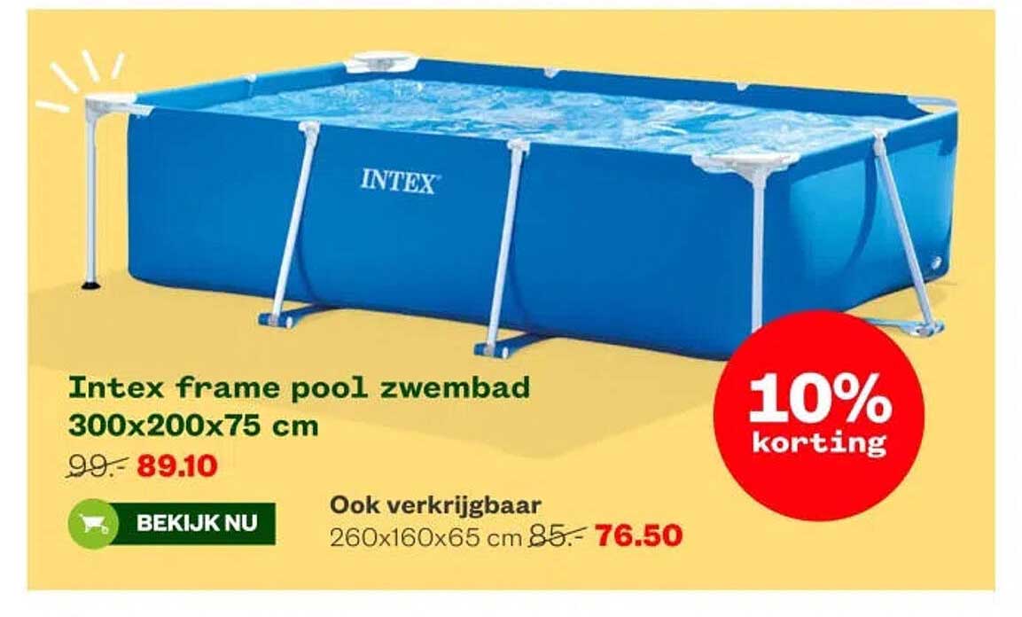 Intex frame pool zwembad 300x200x75 cm 10% korting