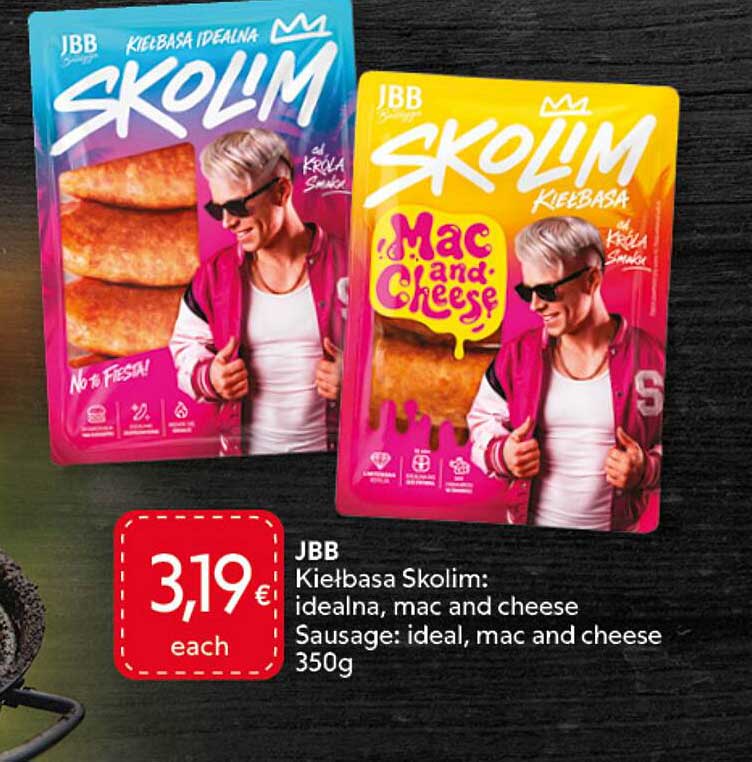 JBB Kielbasa Skolim: idealna, mac and cheese Sausage: ideal, mac and cheese 350g