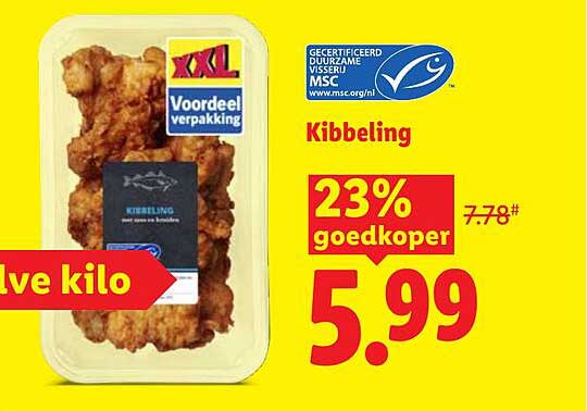 Kibbeling 23% goedkoper