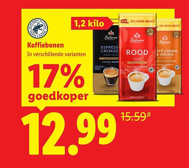 Koffiebonen In verschillende varianten 17% goedkoper