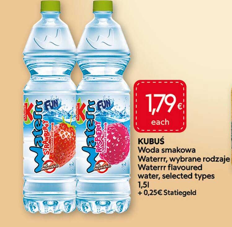 KUBUŚ Waterrr flavoured water, selected types 1,5l